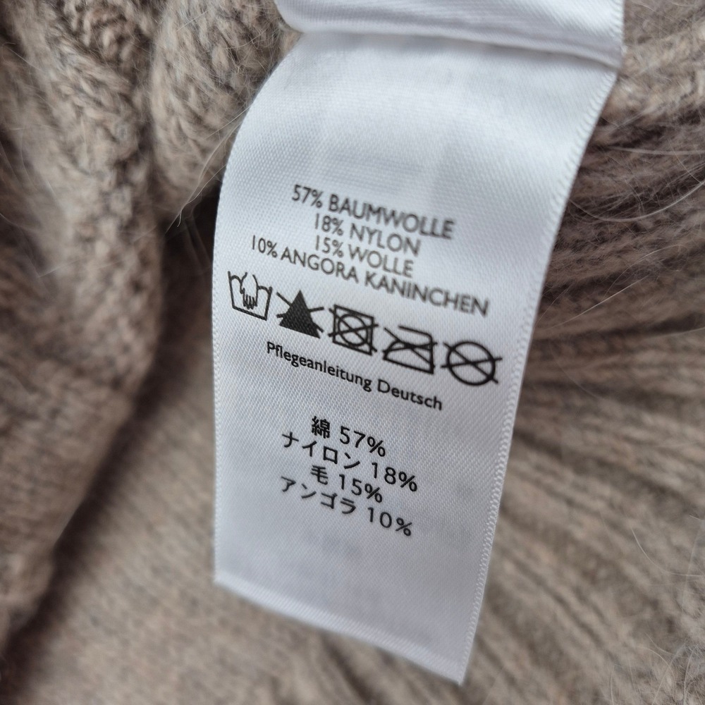 Eddie Bauer Cable Knit Angora Blend Cardigan Sweater Shawl Collar M Beige - Picture 11 of 13